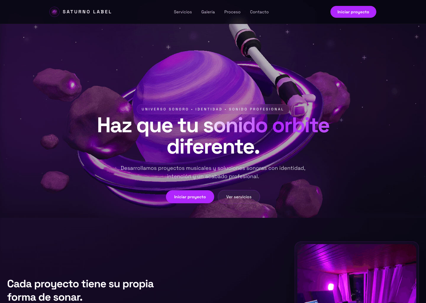 Saturno Label website preview